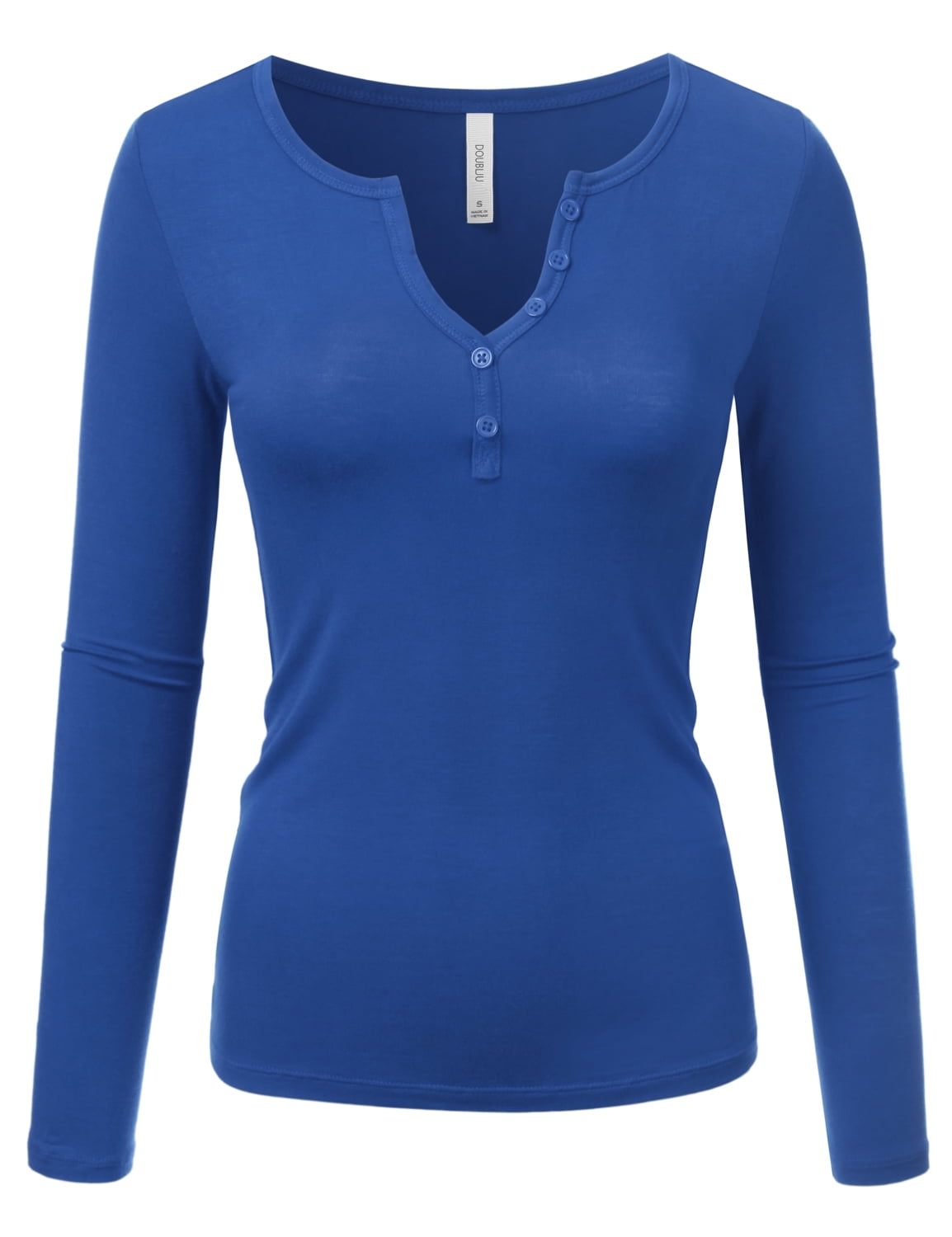 【WOOHWA】BUTTON V NECK SLEEVE Doublju-Women-s-Long-Sleeve-