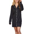 thumbnail image 1 of Doublju Women's Long Sleeve Button Down Nightgown Sleepwear Pajama Dress (Plus Size Available), 1 of 4