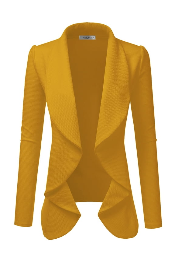 Women's Long Sleeve Draped Wide Shawl Lapel Blazer with Plus Size