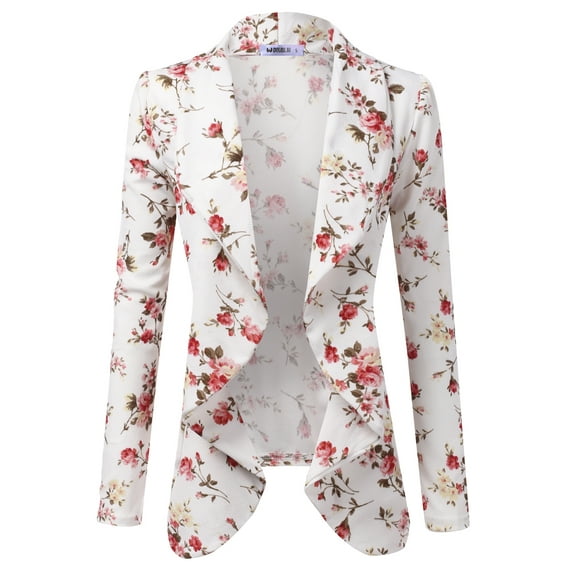 Doublju Women's Long Sleeve Draped Wide Shawl Lapel Blazer with Plus Size