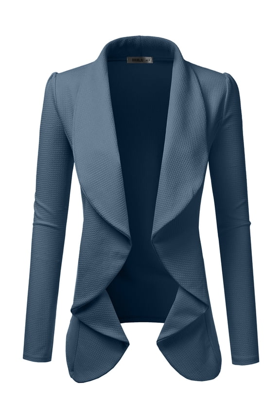 Women's Long Sleeve Draped Wide Shawl Lapel Blazer with Plus Size