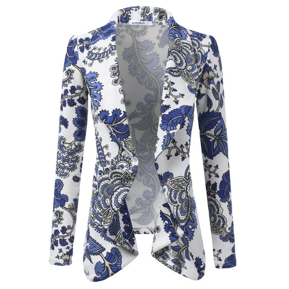 Doublju Women's Long Sleeve Draped Wide Shawl Lapel Blazer with Plus Size