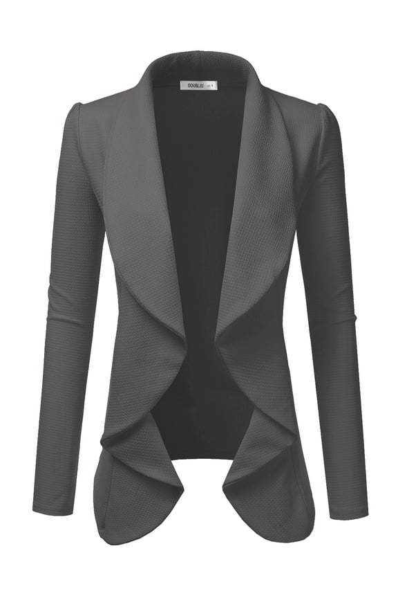 Women's Long Sleeve Draped Wide Shawl Lapel Blazer with Plus Size
