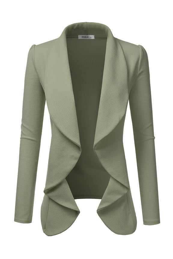 Women's Long Sleeve Draped Wide Shawl Lapel Blazer with Plus Size