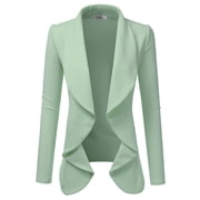 Doublju Women's Long Sleeve Draped Wide Shawl Lapel Blazer with Plus Size