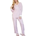 thumbnail image 1 of Doublju Women's Long Sleeve Henley Pajama Sleepwear 2 Pcs Set, 1 of 4