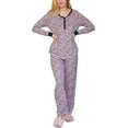 thumbnail image 1 of Doublju Women's Long Sleeve Henley Pajama Sleepwear 2 Pcs Set, 1 of 4