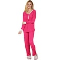 thumbnail image 1 of Doublju Women's Long Sleeve Henley Pajama Sleepwear 2 Pcs Set, 1 of 3