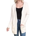 thumbnail image 1 of Doublju Women's Long Sleeve Pocket Open Front Knit Cardigan Sweater with Plus Size, 1 of 5
