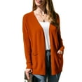 thumbnail image 1 of Doublju Women's Long Sleeve Pocket Open Front Knit Cardigan Sweater with Plus Size, 1 of 3