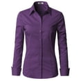 thumbnail image 1 of Doublju Women's Long Sleeve Slim Fit Button Down Dress Shirt (Plus Size Available), 1 of 5