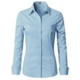 thumbnail image 1 of Doublju Women's Long Sleeve Slim Fit Button Down Dress Shirt (Plus Size Available), 1 of 5