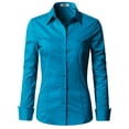 thumbnail image 1 of Doublju Women's Long Sleeve Slim Fit Button Down Dress Shirt (Plus Size Available), 1 of 5