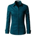 thumbnail image 1 of Doublju Women's Long Sleeve Slim Fit Button Down Dress Shirt (Plus Size Available), 1 of 5