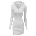thumbnail image 1 of Doublju Women's Long Sleeve Slim Fit Henley Neck Hoodie Mini Dress, 1 of 5