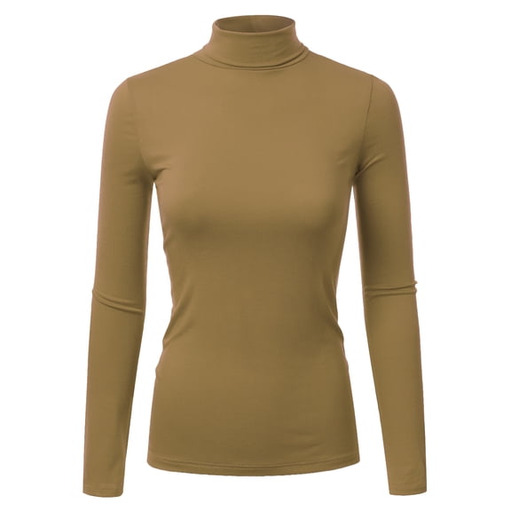 Doublju Women's Long Sleeve Turtleneck Lightweight Pullover Top Sweater with Plus Size