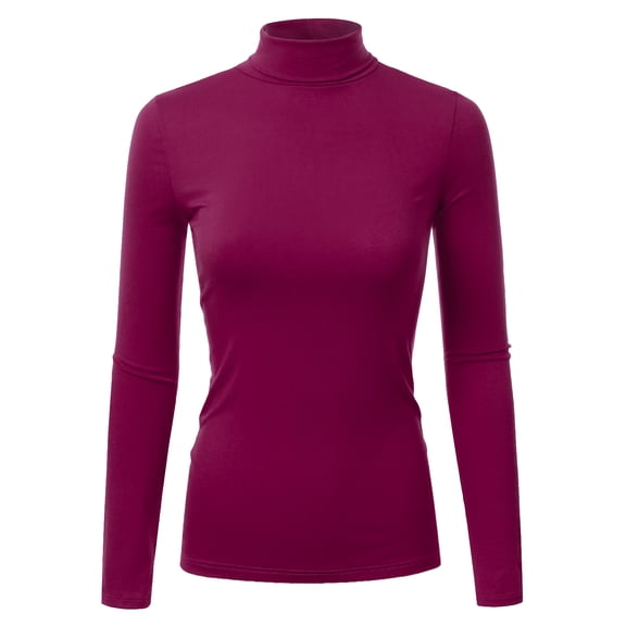 Doublju Women's Long Sleeve Turtleneck Lightweight Pullover Top Sweater with Plus Size