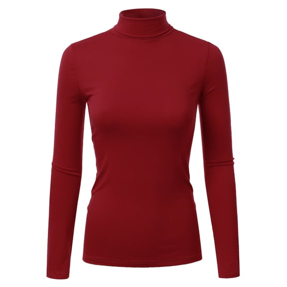 Doublju Women's Long Sleeve Turtleneck Lightweight Pullover Top Sweater with Plus Size
