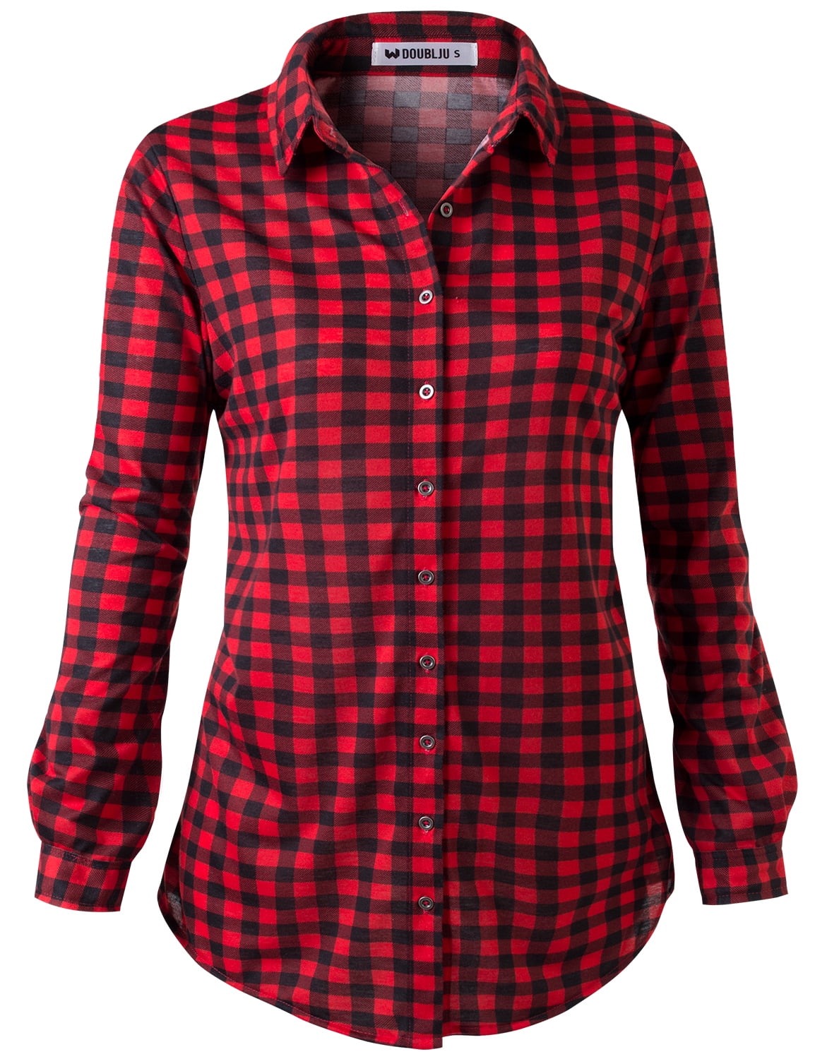 Doublju Women's Plaid Flannel Button Down Shirts (Plus Size Available ...
