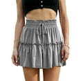 thumbnail image 1 of Doublju Women's Pleated Style Smocked Waist Flared Mini Skirt (Plus Size Available), 1 of 3