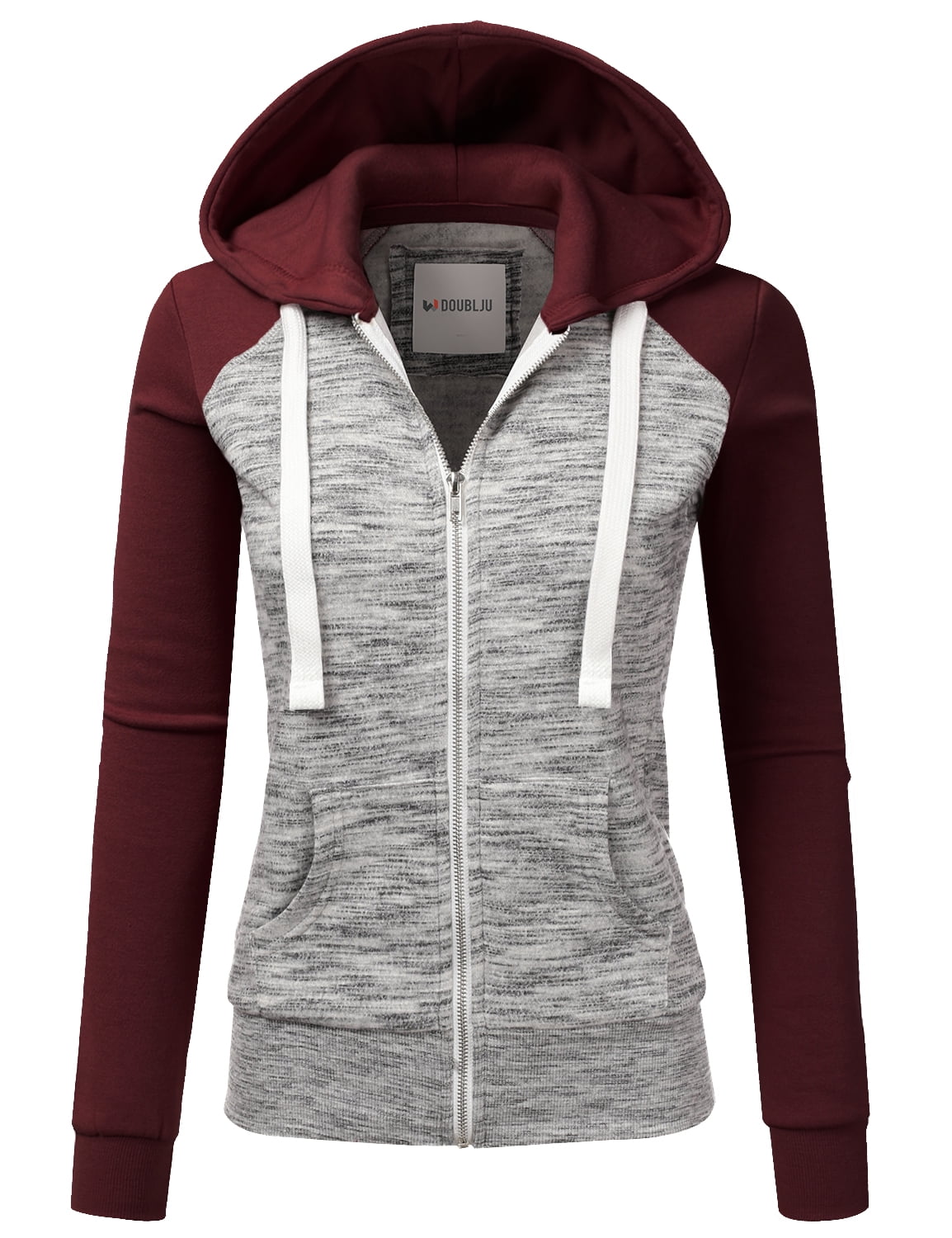 Doublju Women s Raglan Pocket Zip Up Hoodie Jacket for Women with Plus Size Walmart