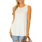 Doublju Women's Round Neck Sleeveless Tunic Tank Tops (S-3X)