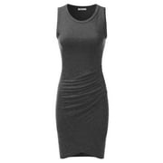 Doublju Women's Round Neckline Sleeveless Bodycon Midi Dress (S-3X)