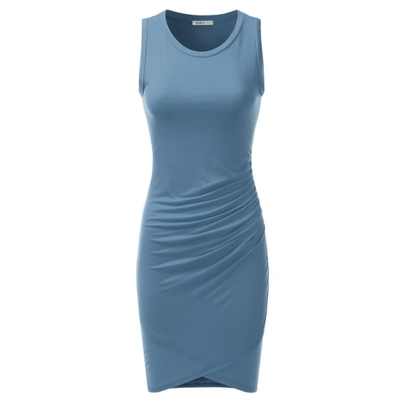 Doublju Women's Round Neckline Sleeveless Bodycon Midi Dress (S-3X)