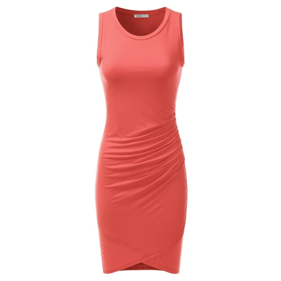 Doublju Women's Round Neckline Sleeveless Bodycon Midi Dress (S-3X)