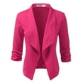 thumbnail image 1 of Doublju Women's Ruched 3/4 Sleeve Open Front Blazer Jacket with Plus Size, 1 of 4