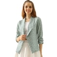 thumbnail image 1 of Doublju Women's Ruched 3/4 Sleeve Open Front Blazer Jacket with Plus Size, 1 of 3