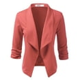 thumbnail image 1 of Doublju Women's Ruched 3/4 Sleeve Open Front Blazer Jacket with Plus Size, 1 of 4