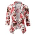 thumbnail image 1 of Doublju Women's Ruched 3/4 Sleeve Open Front Blazer Jacket with Plus Size, 1 of 4