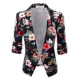 thumbnail image 1 of Doublju Women's Ruched 3/4 Sleeve Open Front Blazer Jacket with Plus Size, 1 of 4