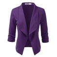 thumbnail image 1 of Doublju Women's Ruched 3/4 Sleeve Open Front Blazer Jacket with Plus Size, 1 of 4