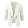 thumbnail image 1 of Doublju Women's Ruched 3/4 Sleeve Open Front Blazer Jacket with Plus Size, 1 of 4