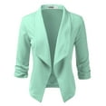 thumbnail image 1 of Doublju Women's Ruched 3/4 Sleeve Open Front Blazer Jacket with Plus Size, 1 of 4