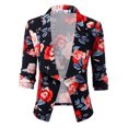 thumbnail image 1 of Doublju Women's Ruched 3/4 Sleeve Open Front Blazer Jacket with Plus Size, 1 of 4