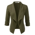 thumbnail image 1 of Doublju Women's Ruched 3/4 Sleeve Open Front Blazer Jacket with Plus Size, 1 of 4
