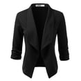 thumbnail image 1 of Doublju Women's Ruched 3/4 Sleeve Open Front Blazer Jacket with Plus Size, 1 of 4