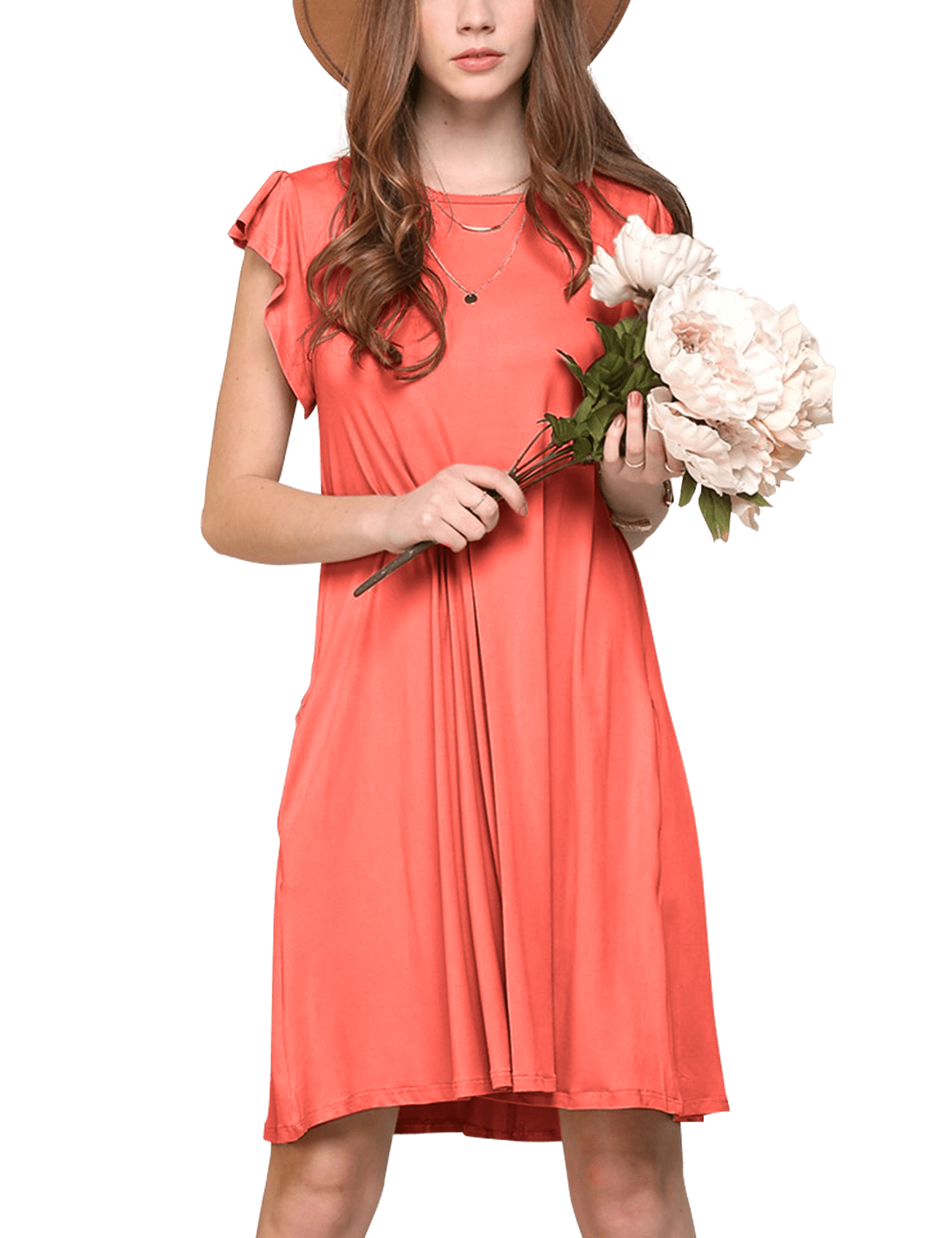 Doublju Women's Ruffle Cap Sleeve Flare Mini Dress - Walmart.com