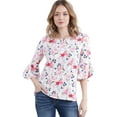 thumbnail image 1 of Doublju Women's Ruffle Detail 3/4 Sleeve Peplum T-Shirt with Plus Size, 1 of 1