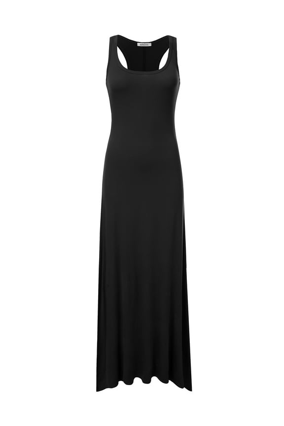 Women's Scoop Neck Racerback Tank Maxi Dress with Plus Size