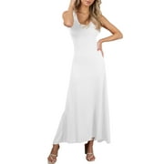 Doublju Women's Scoop Neck Racerback Tank Maxi Dress with Plus Size