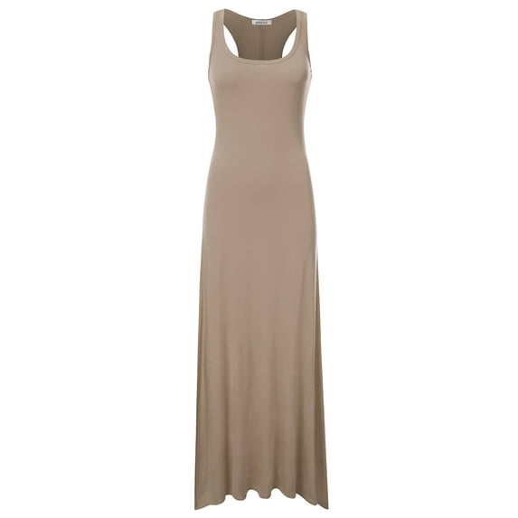 Doublju Women's Scoop Neck Racerback Tank Maxi Dress with Plus Size