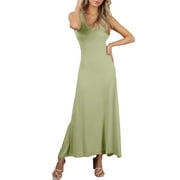 Doublju Women's Scoop Neck Racerback Tank Maxi Dress with Plus Size