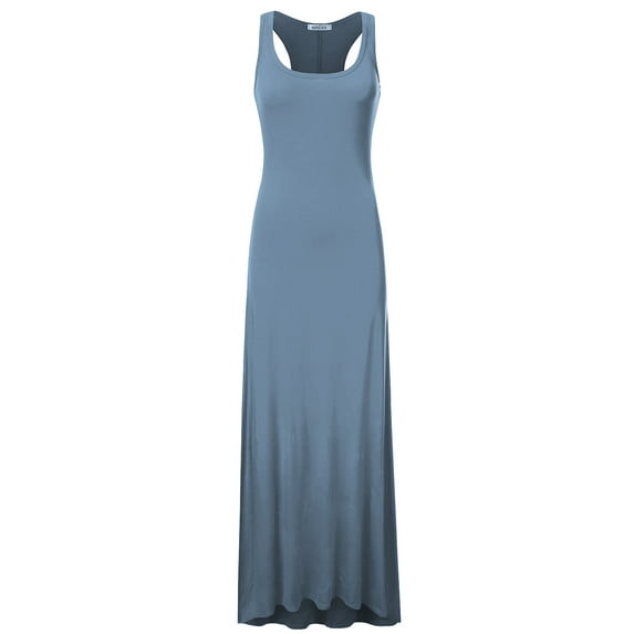 Doublju Women's Scoop Neck Racerback Tank Maxi Dress with Plus Size