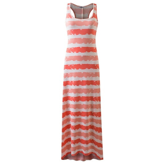 Doublju Women's Scoop Neck Racerback Tank Maxi Dress with Plus Size