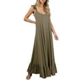 thumbnail image 1 of Doublju Women's Scoop Neck Ruffle Trim Maxi Long Dress (Plus Size Available), 1 of 2