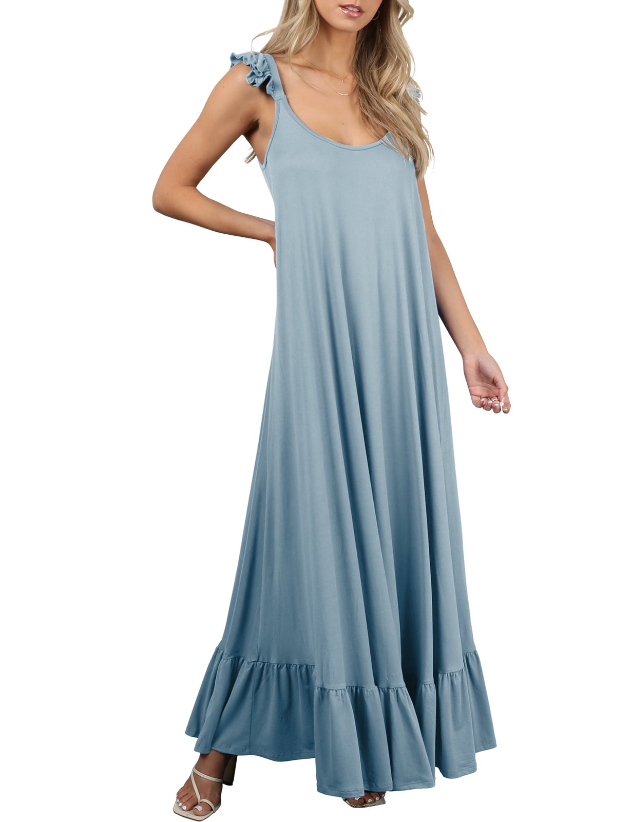 Women's Plus Sleeveless Scoop Neck Ruffle Hem Long Top main image 0